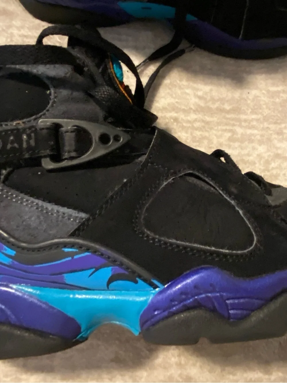 Jordan Black Suede Sneakers with Purple & Teal Accents